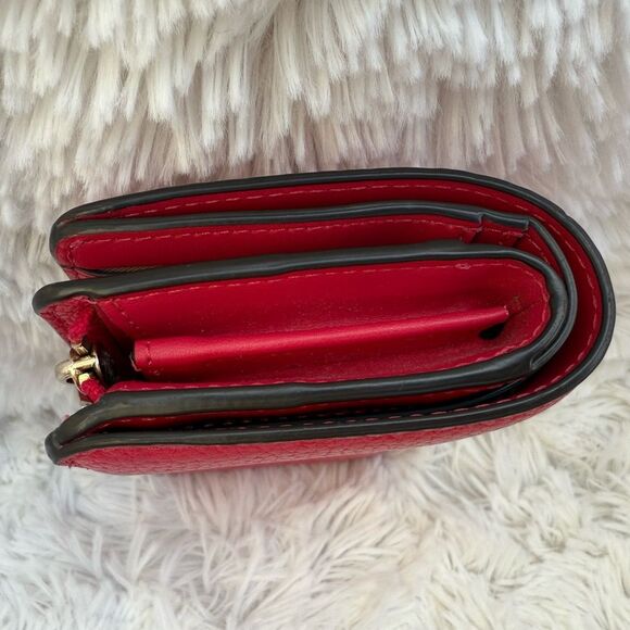 Kate Spade Hot Pink Medium Compact Bifold Pebbled Leather Wallet - Picture 9 of 12